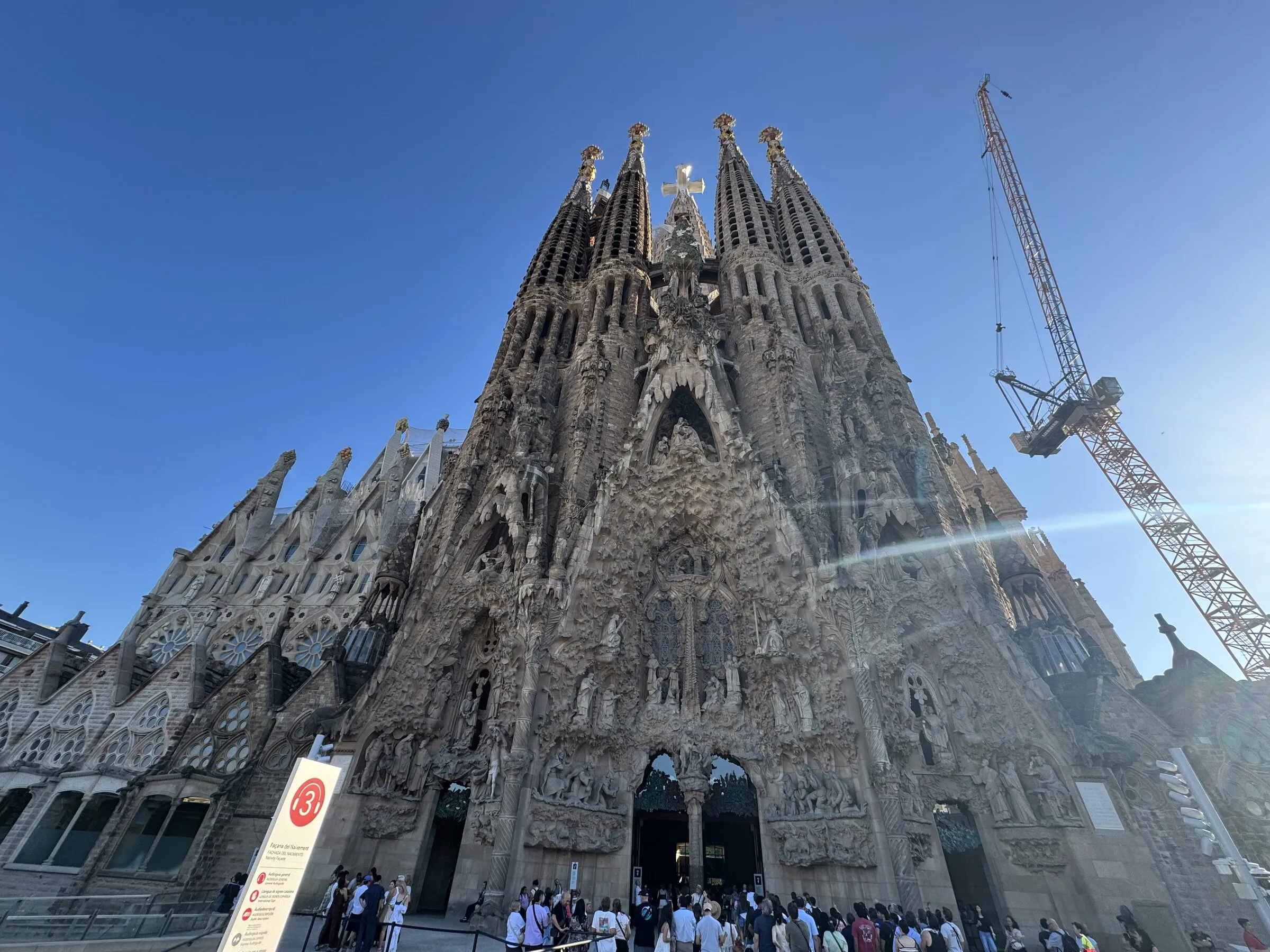 The Sagrada Família basilica in Barcelona seen from below