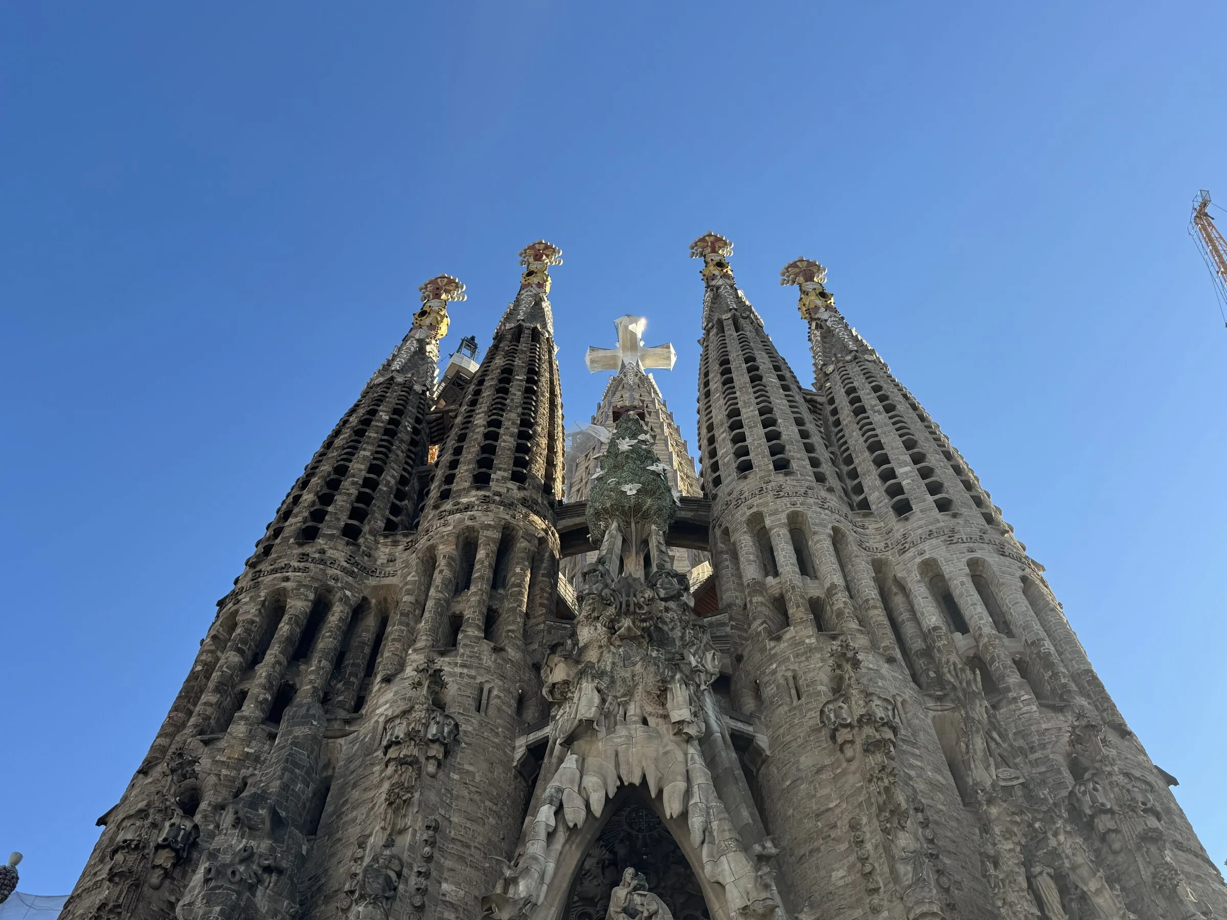 The Sagrada Família basilica in Barcelona seen from below