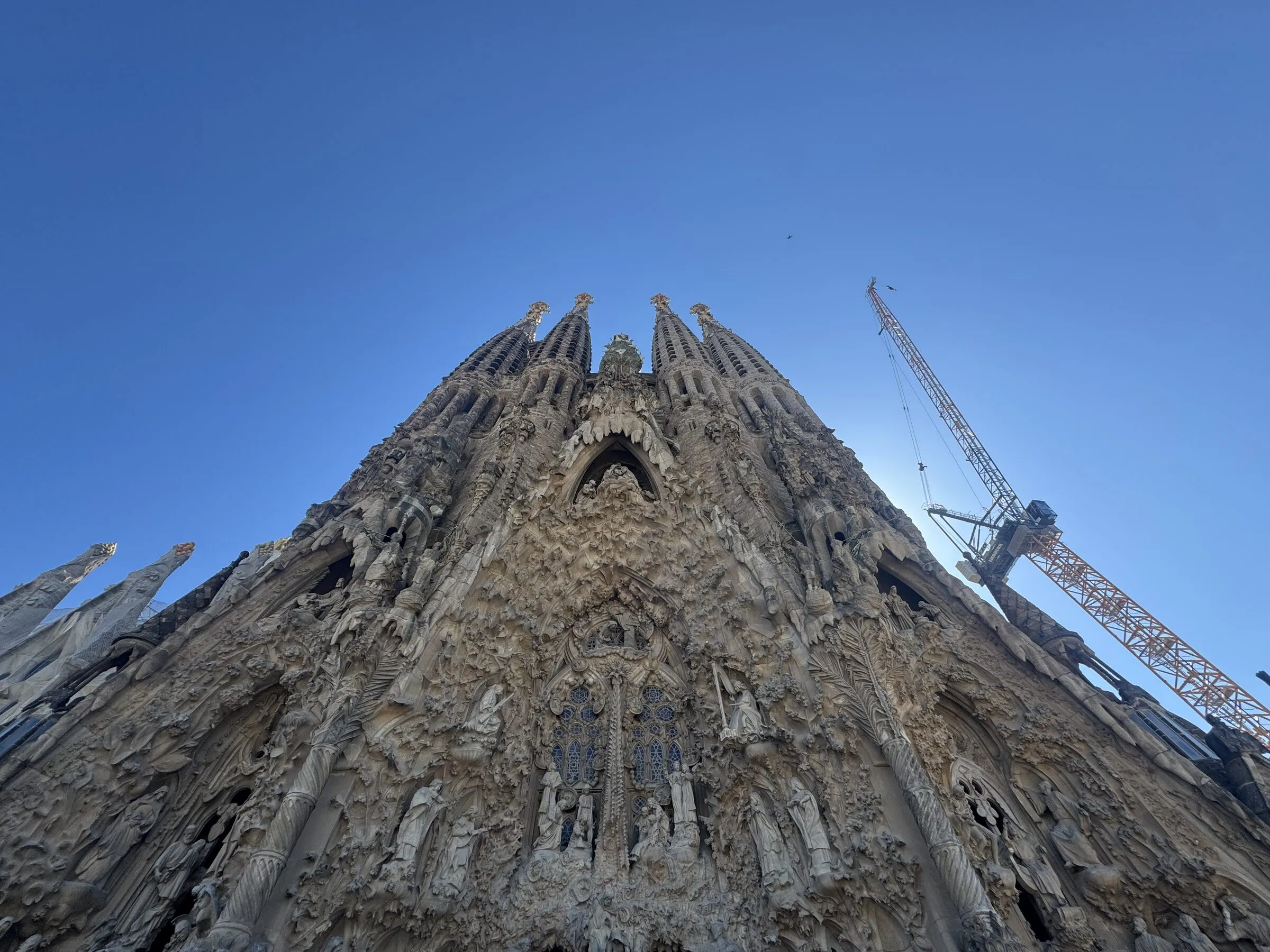The Sagrada Família basilica in Barcelona seen from below