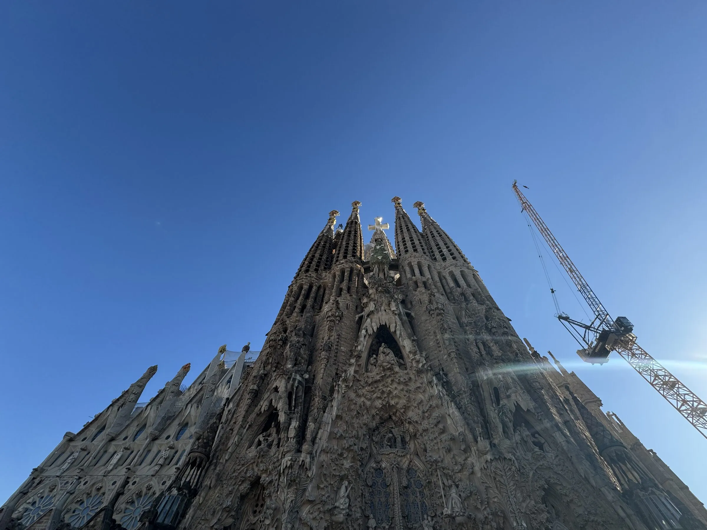 The Sagrada Família basilica in Barcelona seen from below