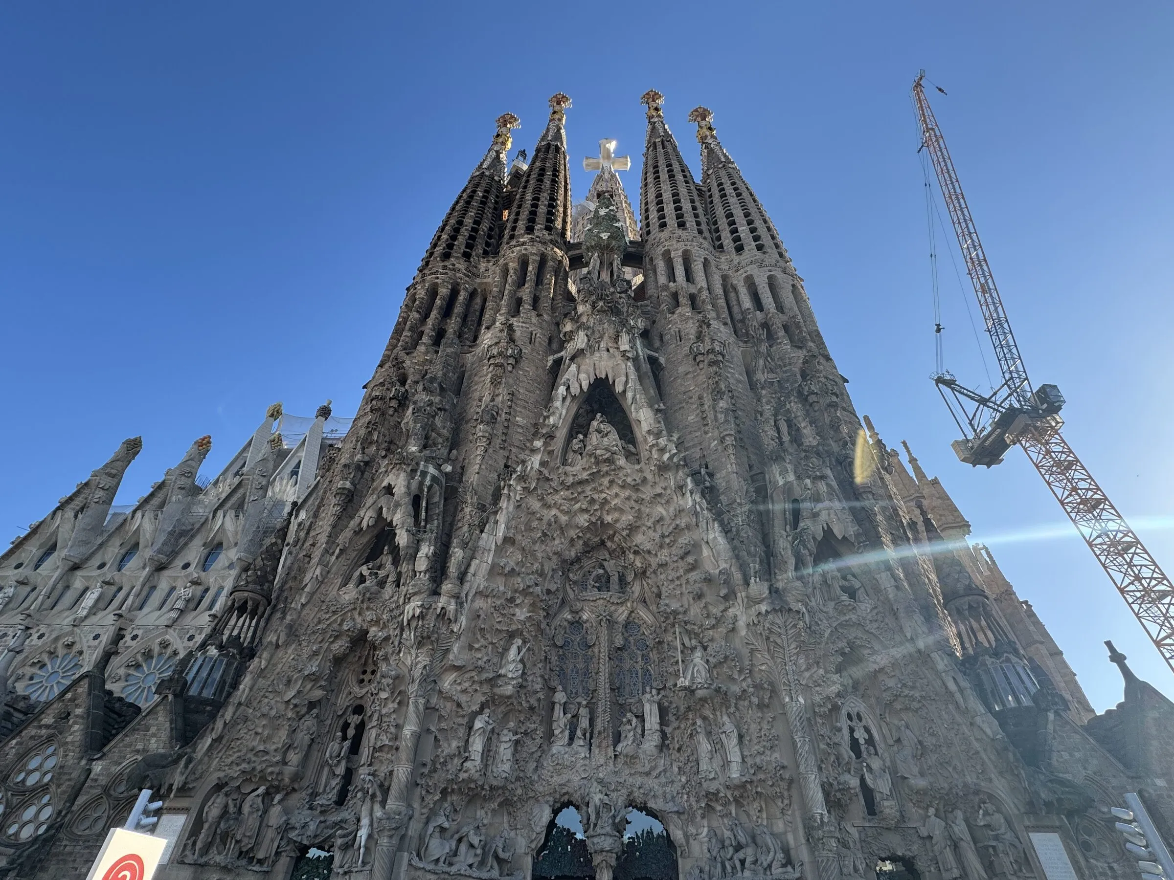 The Sagrada Família basilica in Barcelona seen from below