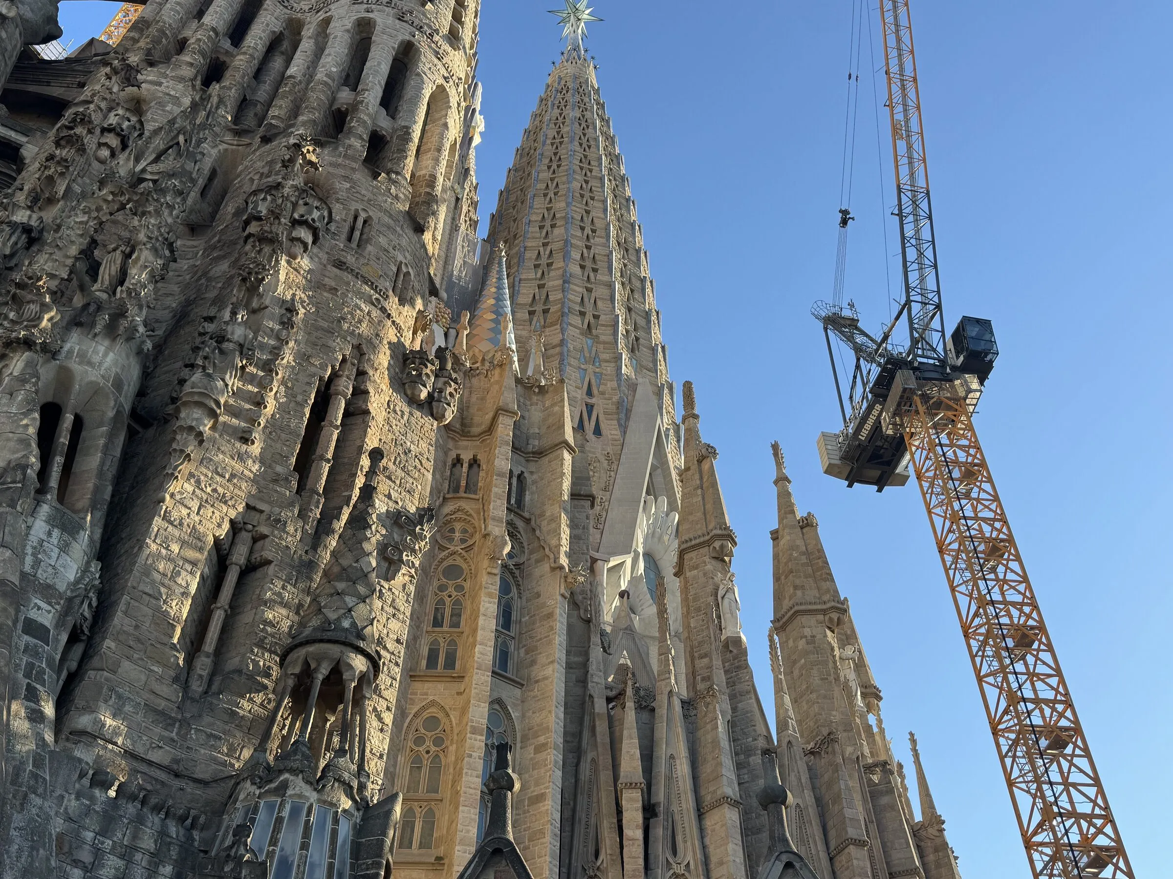 The Sagrada Família basilica in Barcelona seen from below
