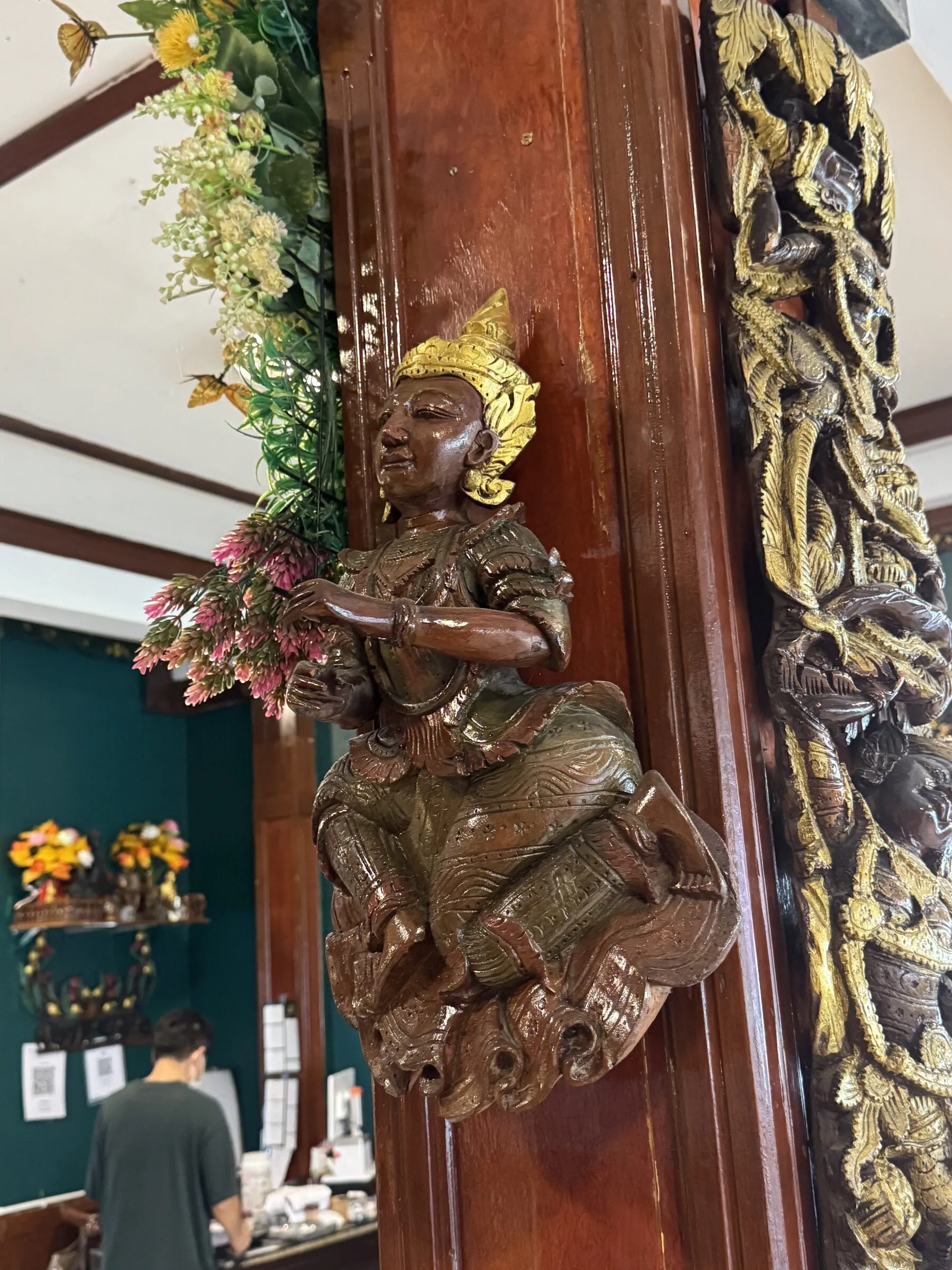 Grilled food and gilded temple carving in Chiang Mai