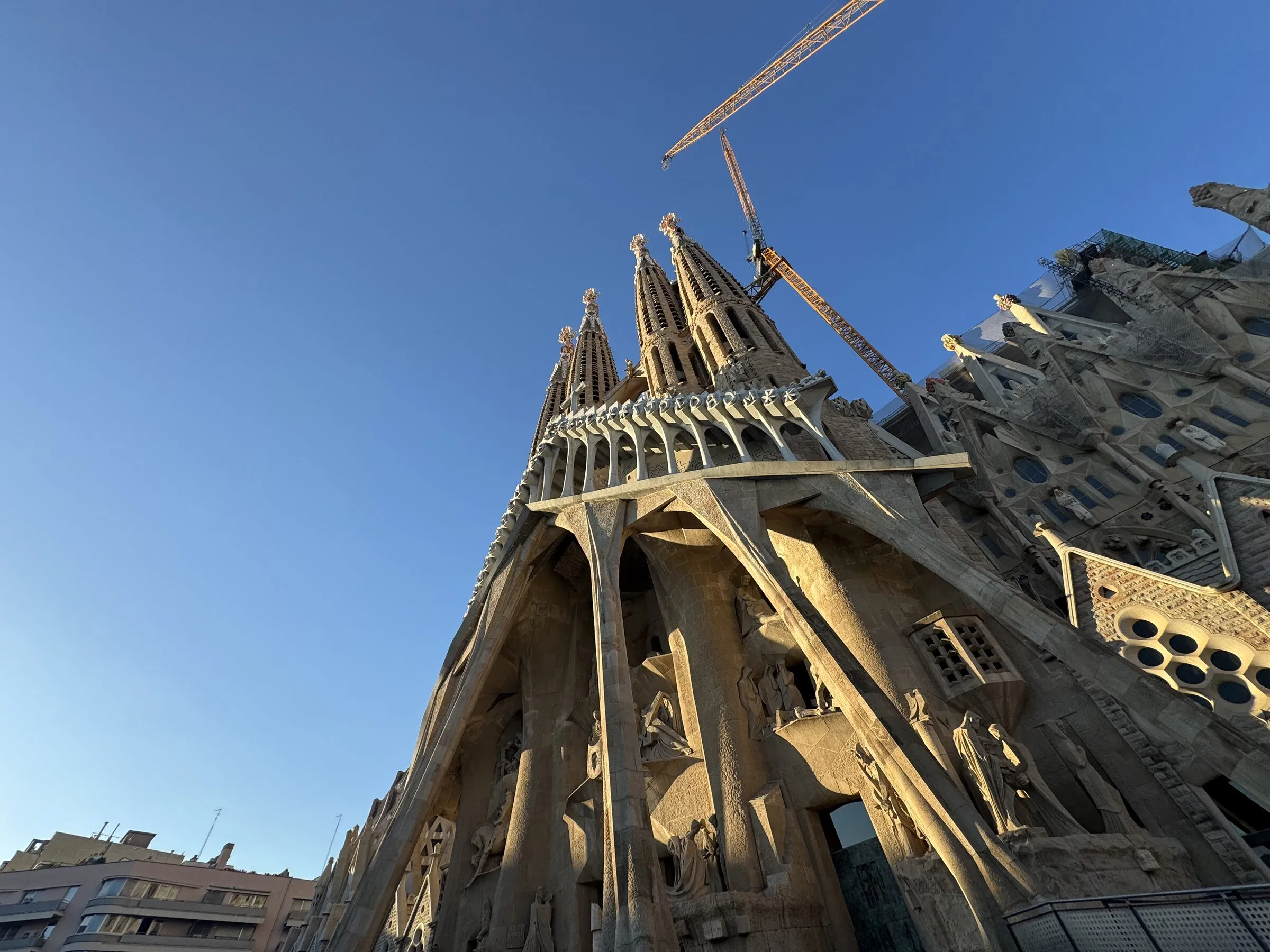 The Sagrada Família basilica in Barcelona seen from below