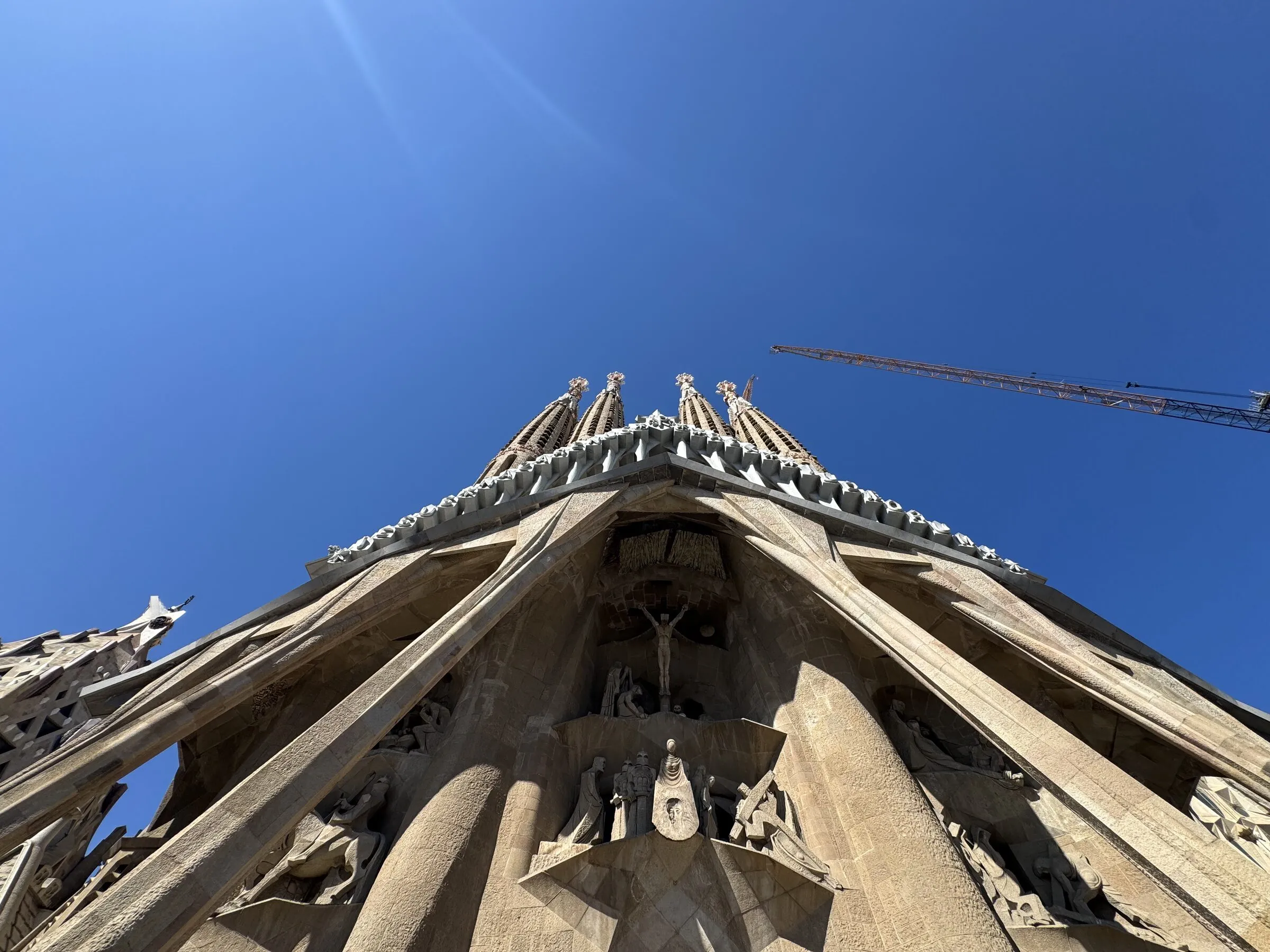 The Sagrada Família basilica in Barcelona seen from below