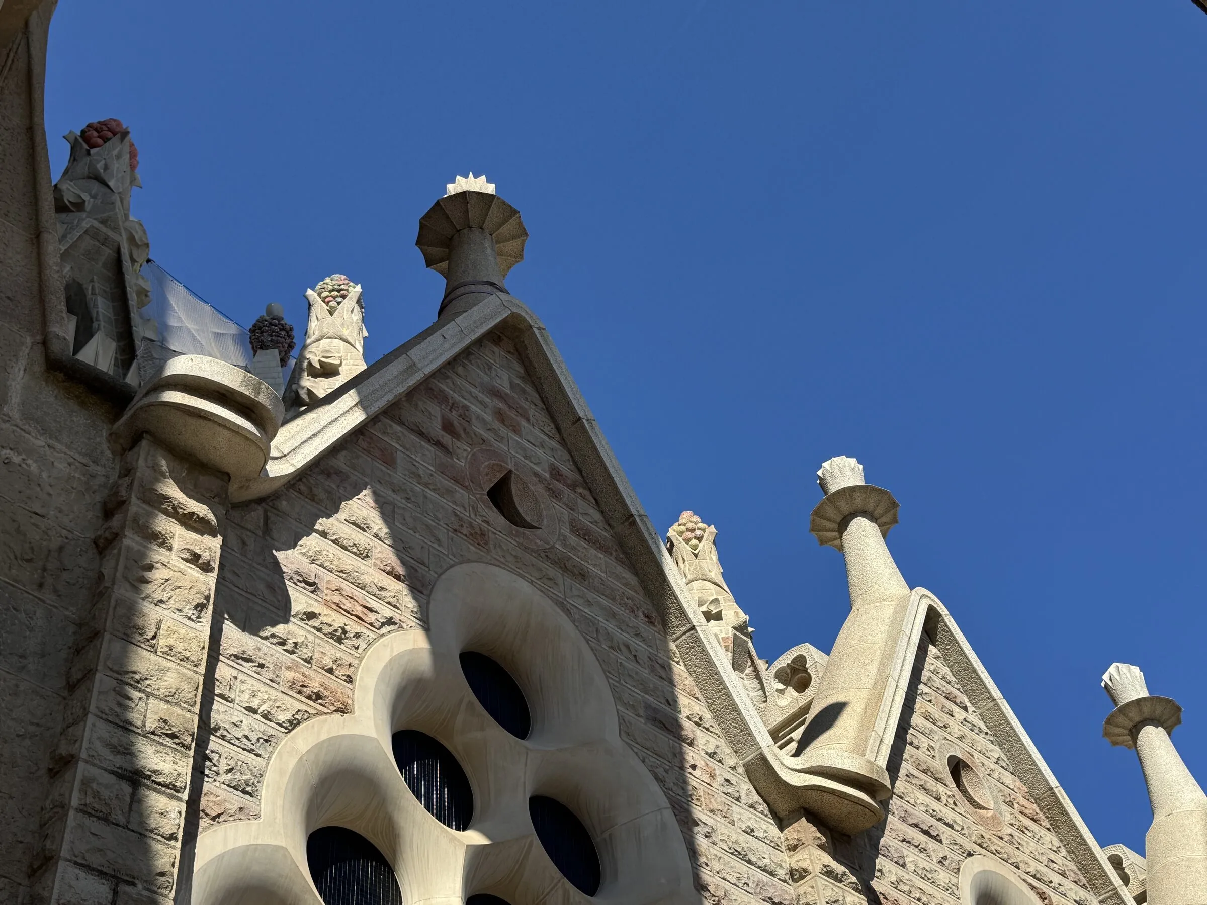 The Sagrada Família basilica in Barcelona seen from below